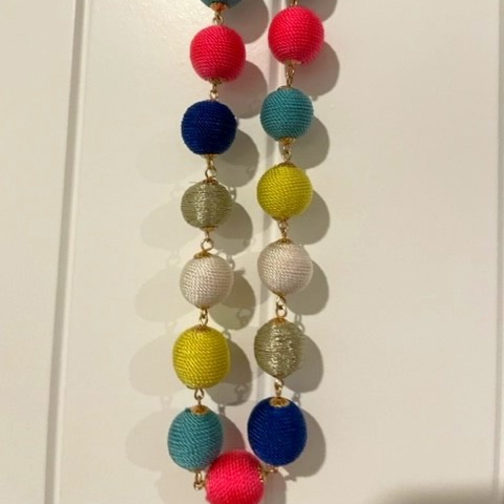 Rainbow Or Multi-Color Woven Ball And Gold Necklace 10$